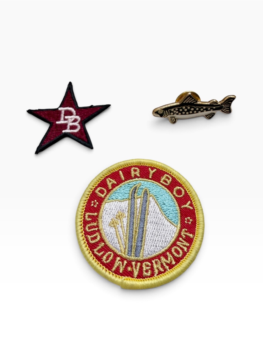 Dairy Boy Paige Lorenze Vermont Patch Star & Fish Pin 3-Piece Bundle